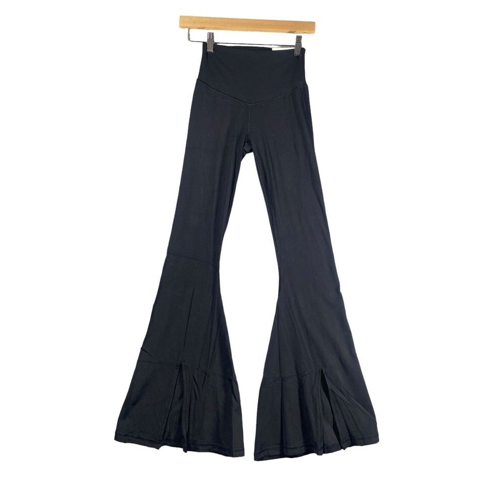 OFFLINE‎ by Aerie Womens Real Me Extra Flare High Rise Front Slit Black Leggings - Picture 2 of 8